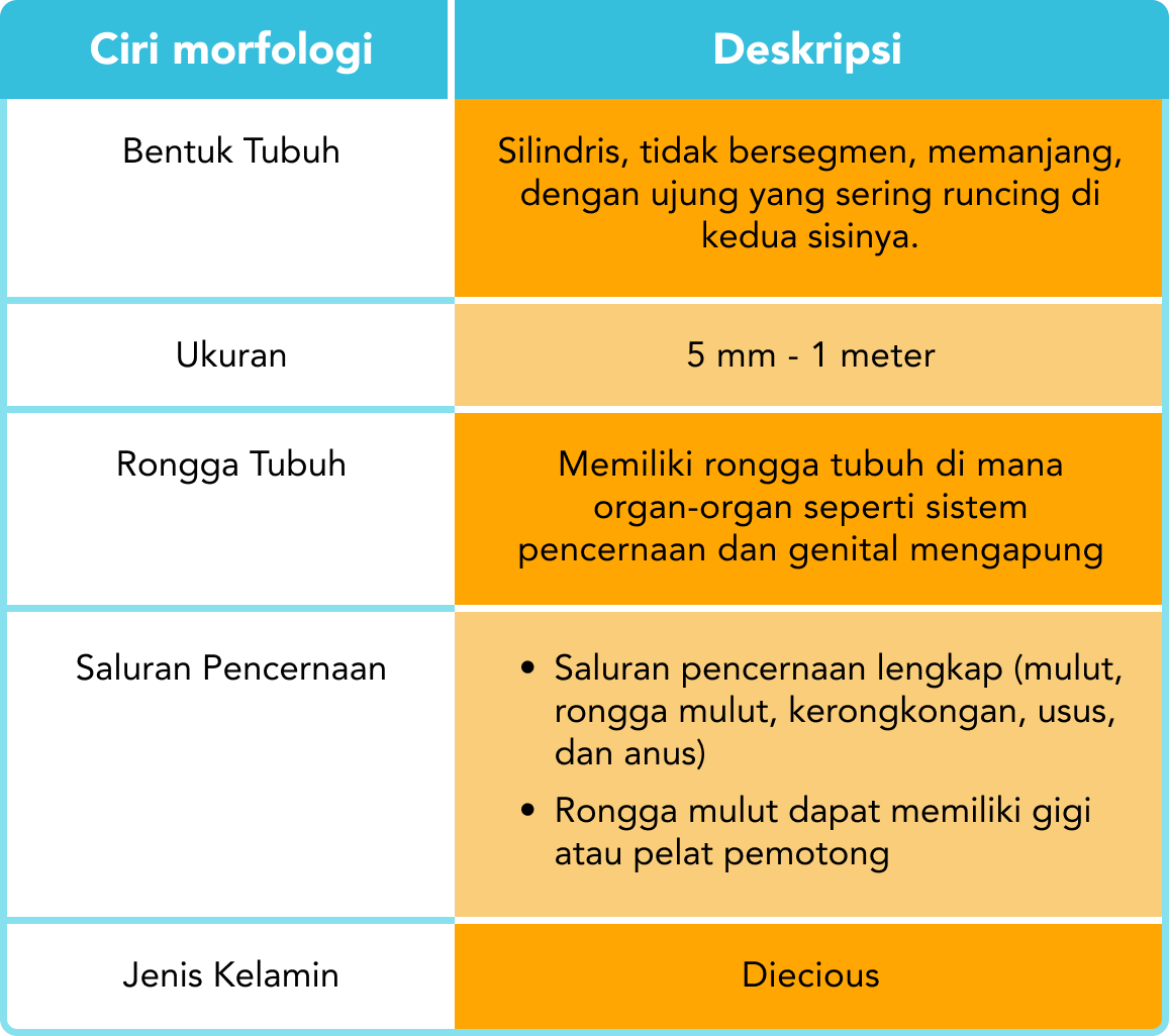 Table ciri morfologis
